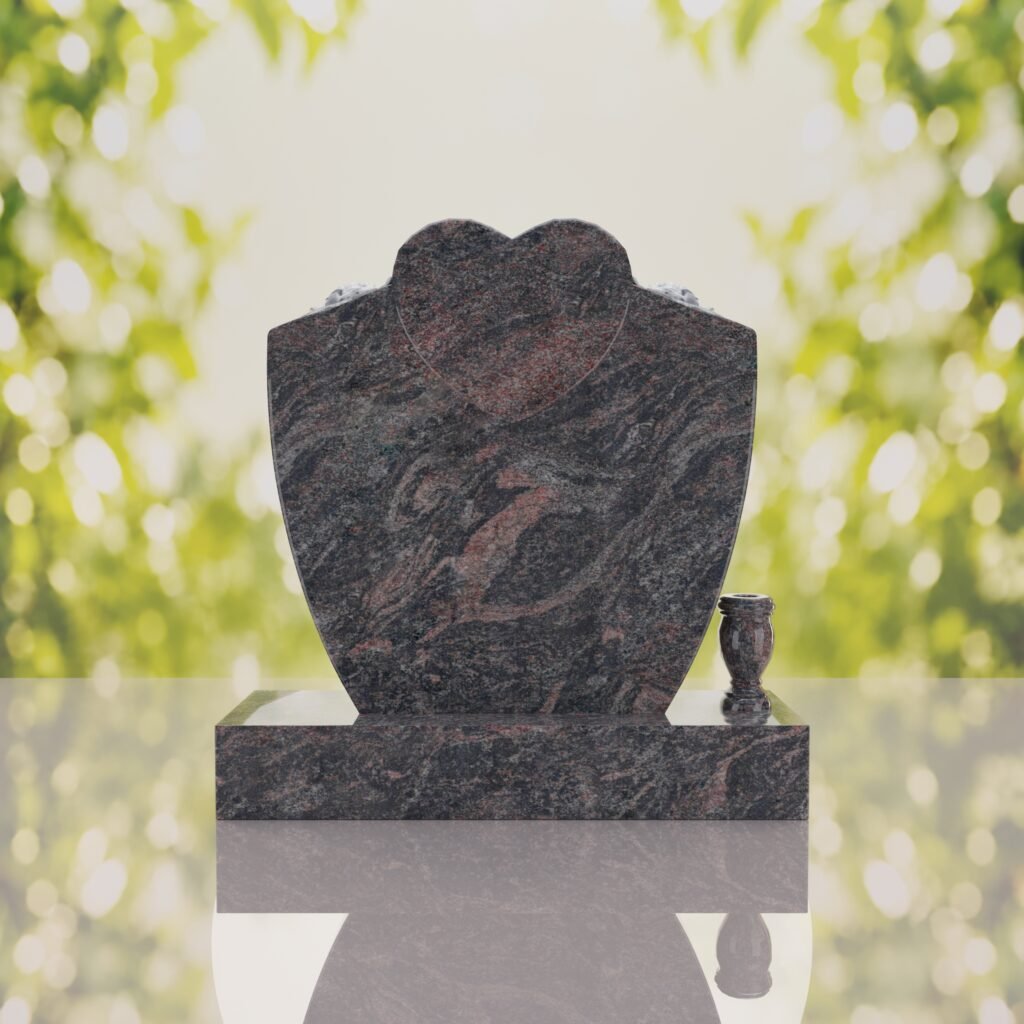 Heart & Roses Granite Headstone