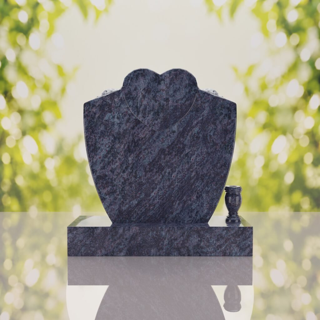 Heart & Roses Granite Headstone