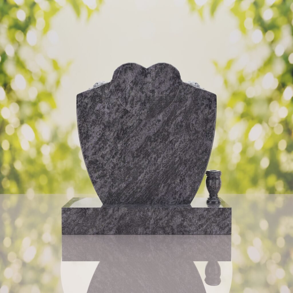 Heart & Roses Granite Headstone