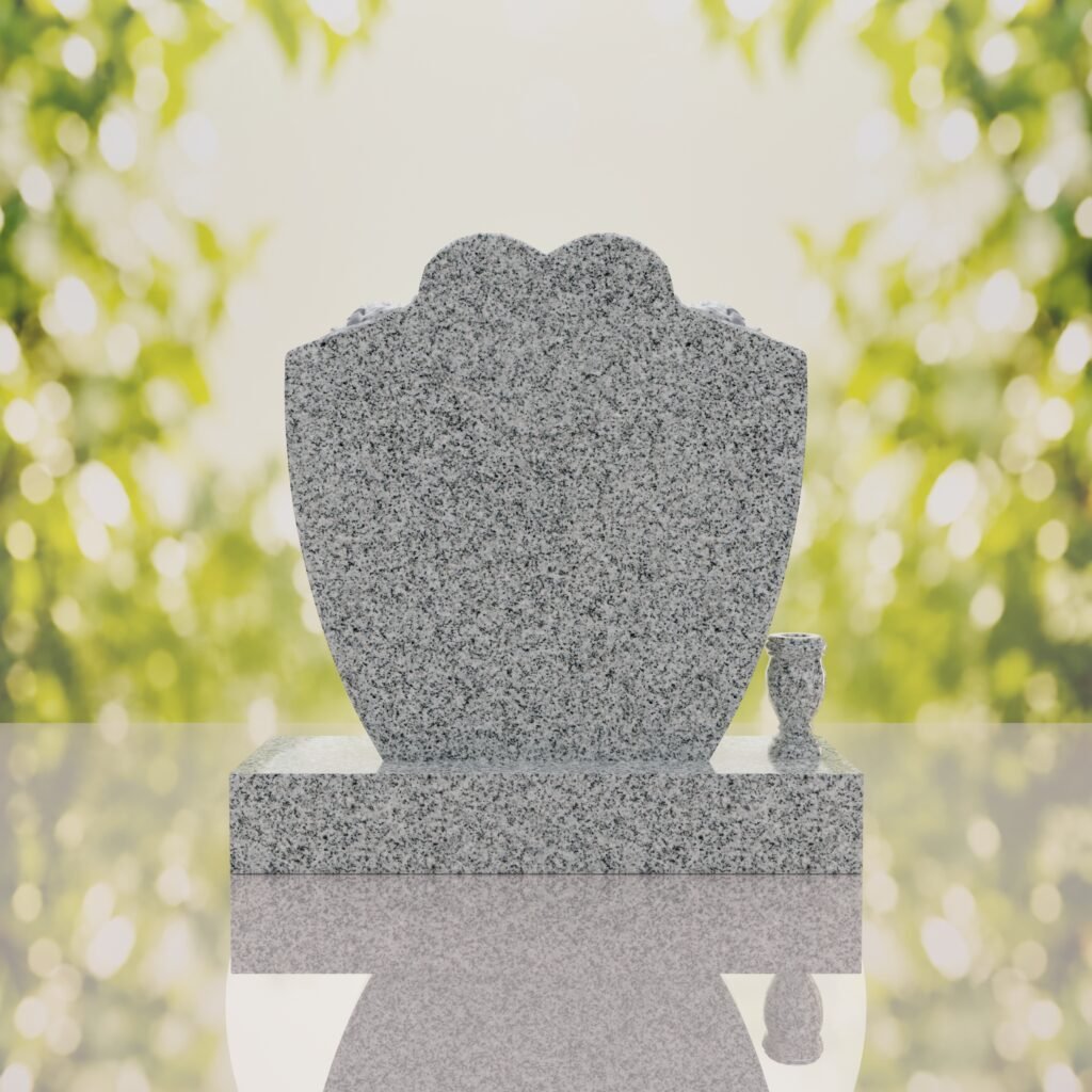 Heart & Roses Granite Headstone