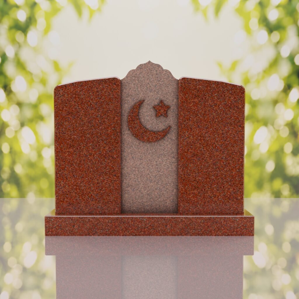 Companion Islamic Granite Headstone with Crescent & Star