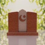 Companion Islamic Granite Headstone with Crescent & Star