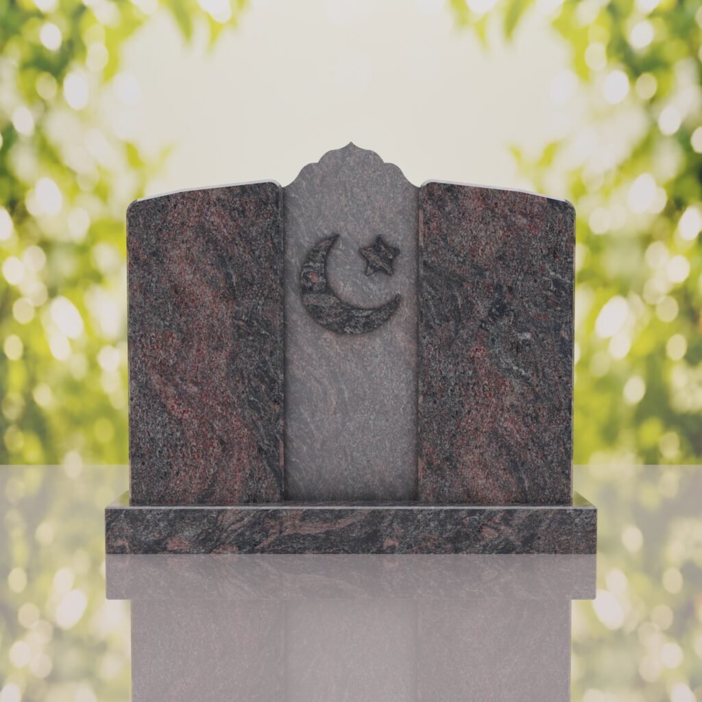 Companion Islamic Granite Headstone with Crescent & Star