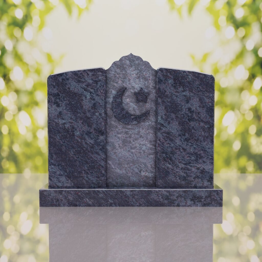 Companion Islamic Granite Headstone with Crescent & Star