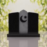 Companion Islamic Granite Headstone with Crescent & Star