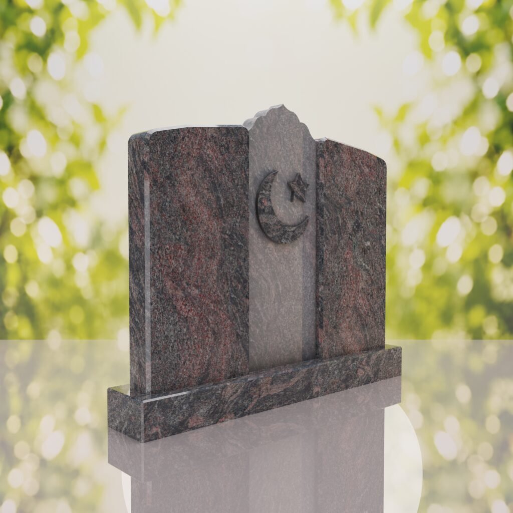 Companion Islamic Granite Headstone with Crescent & Star