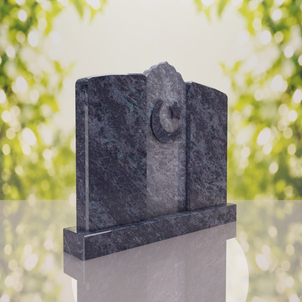 Companion Islamic Granite Headstone with Crescent & Star