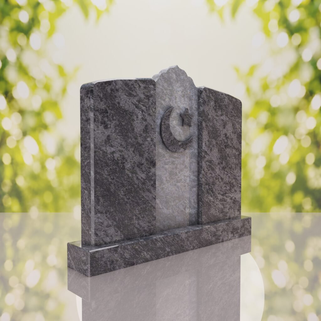 Companion Islamic Granite Headstone with Crescent & Star