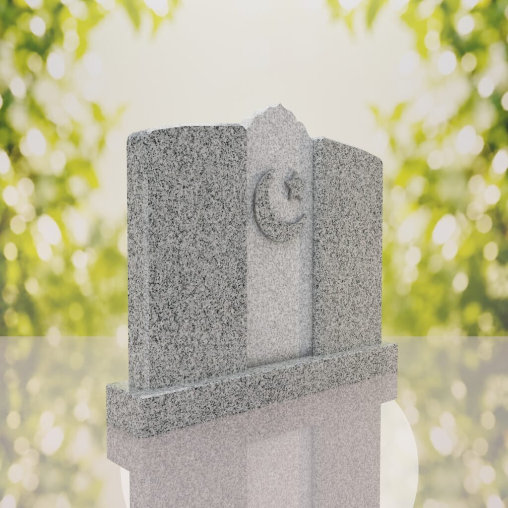 Companion Islamic Granite Headstone with Crescent & Star