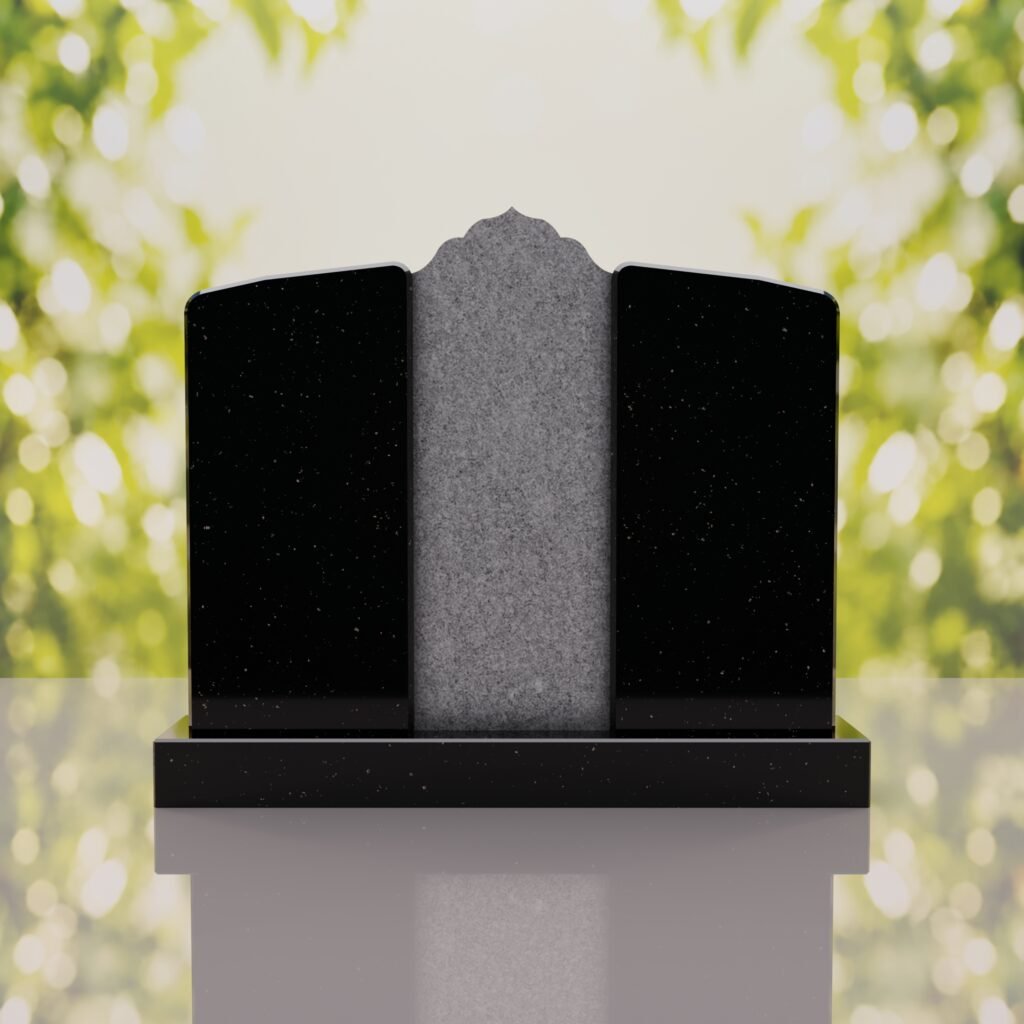 Companion Islamic Granite Headstone with Crescent & Star