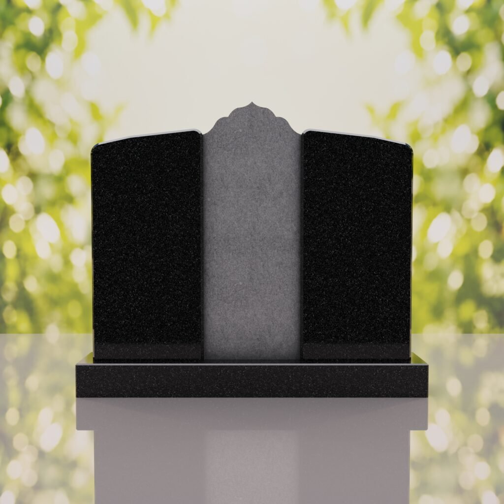 Companion Islamic Granite Headstone with Crescent & Star