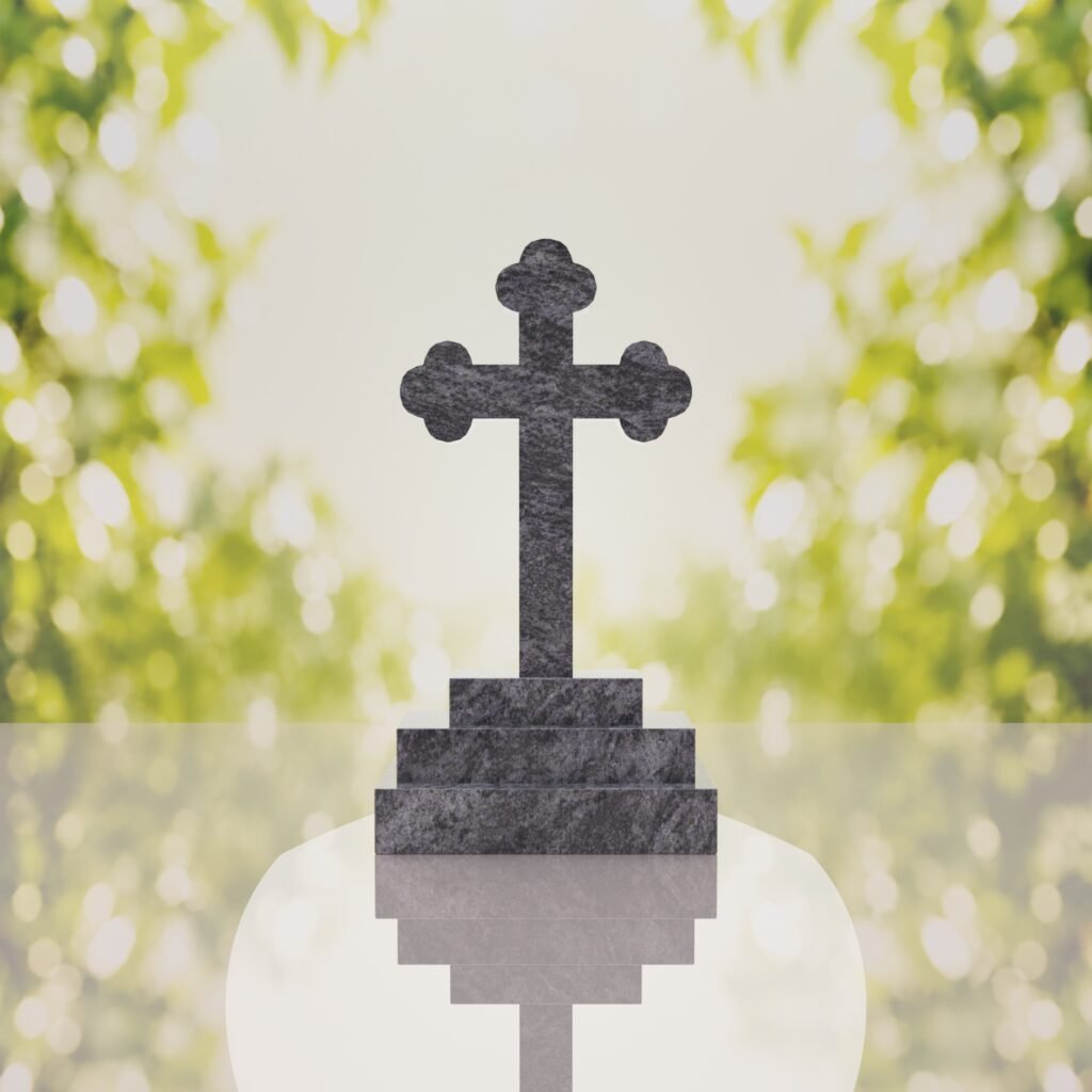 Traditional Christian Granite Cross Memorial