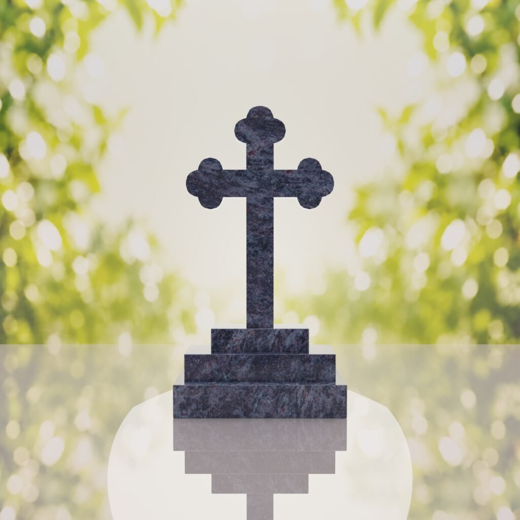 Traditional Christian Granite Cross Memorial