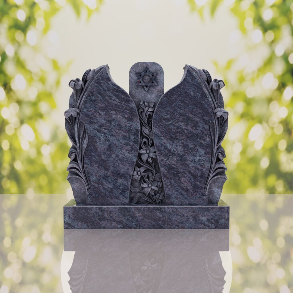 Companion Jewish Granite Headstone with Calla Lilies