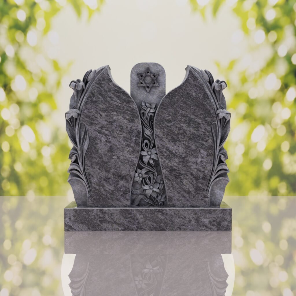 Companion Jewish Granite Headstone with Calla Lilies
