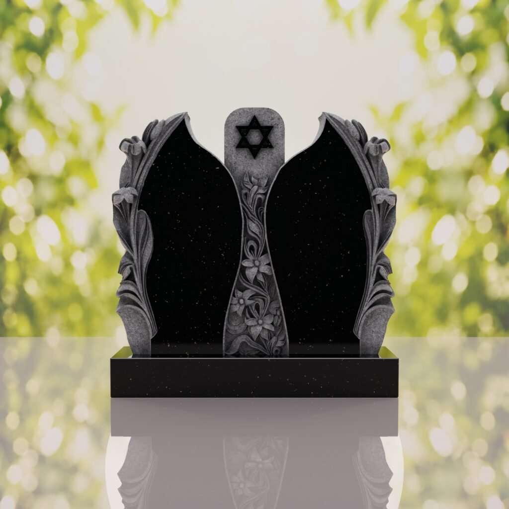Companion Jewish Granite Headstone with Calla Lilies