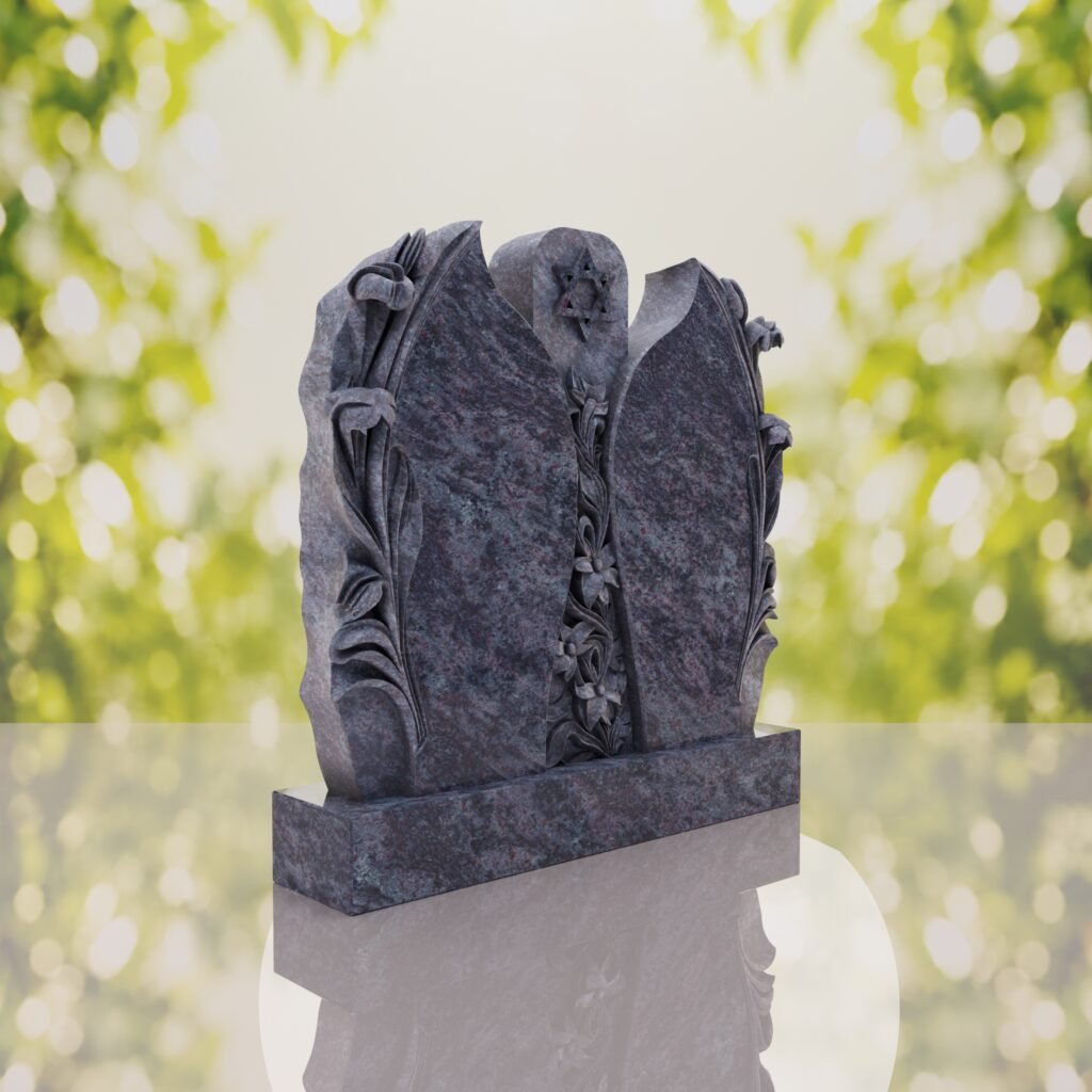 Companion Jewish Granite Headstone with Calla Lilies