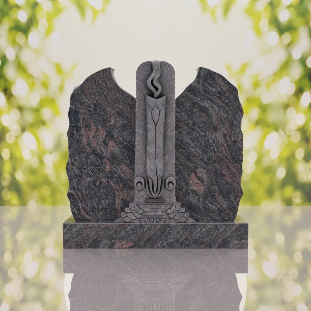 Companion Jewish Granite Headstone with Calla Lilies