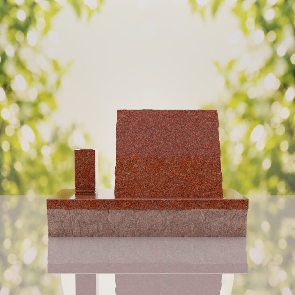 Classic Slant Granite Headstone with Vase