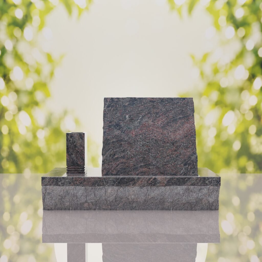 Classic Slant Granite Headstone with Vase