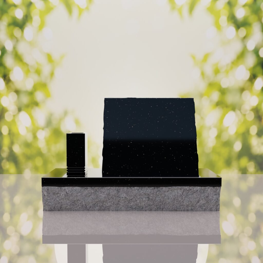 Classic Slant Granite Headstone with Vase