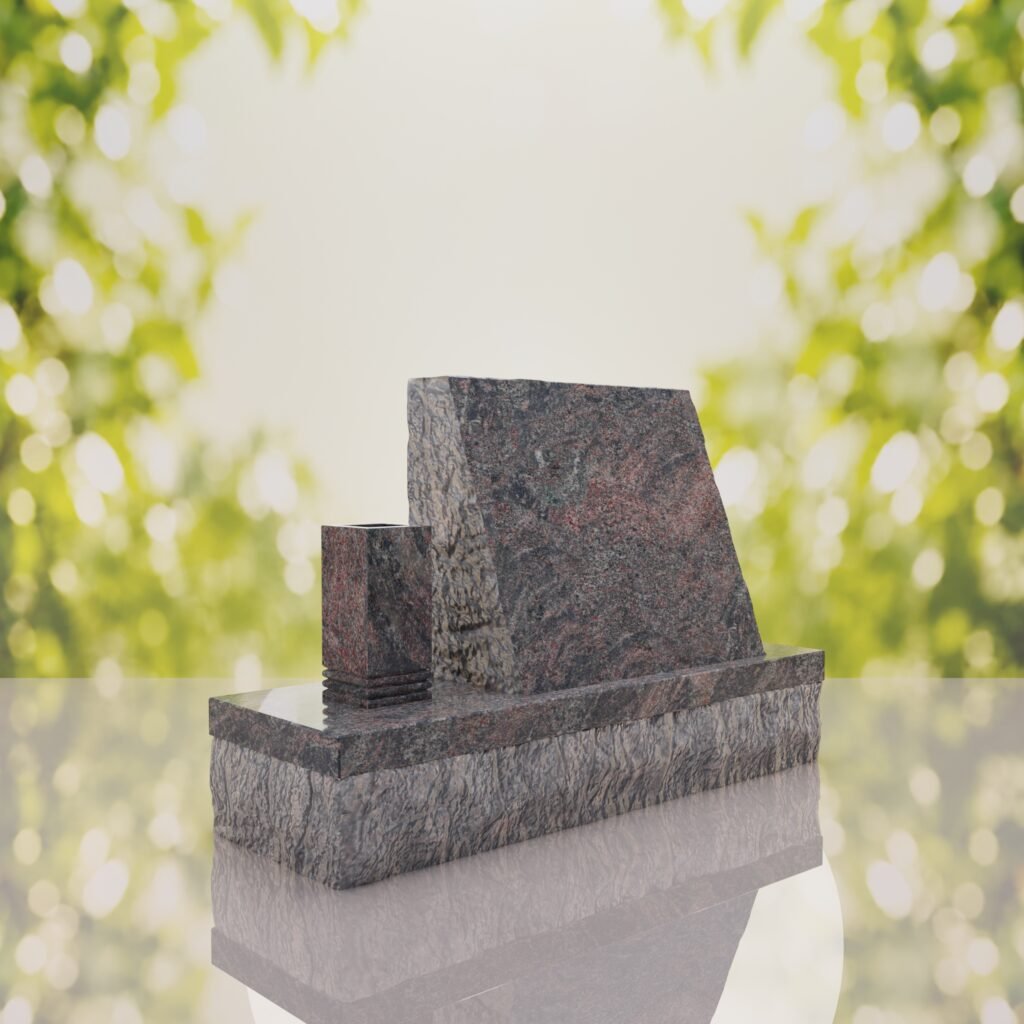 Classic Slant Granite Headstone with Vase