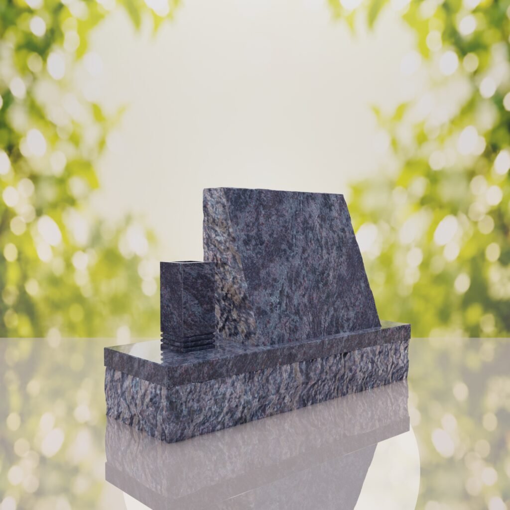 Classic Slant Granite Headstone with Vase