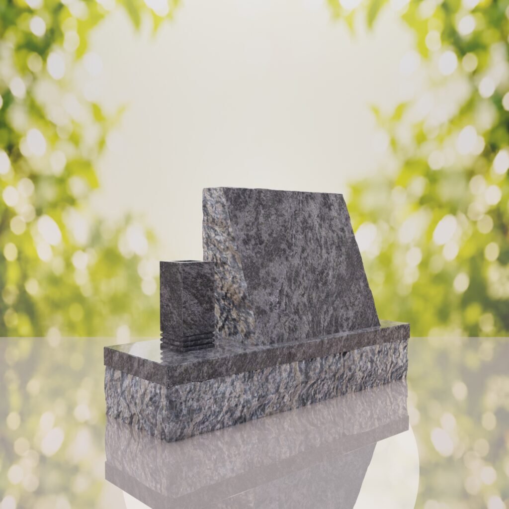 Classic Slant Granite Headstone with Vase