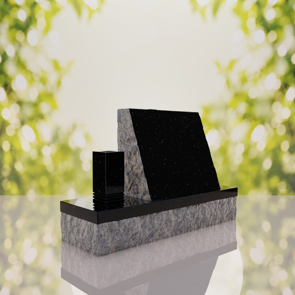 Classic Slant Granite Headstone with Vase