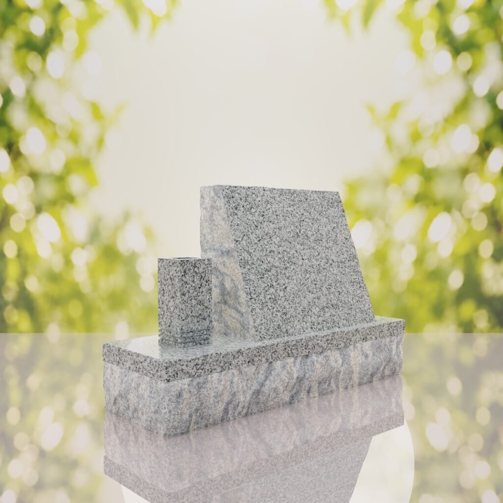 Classic Slant Granite Headstone with Vase