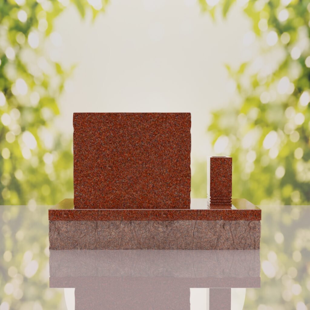 Classic Slant Granite Headstone with Vase