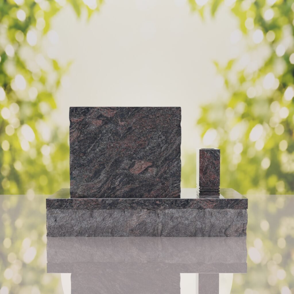 Classic Slant Granite Headstone with Vase