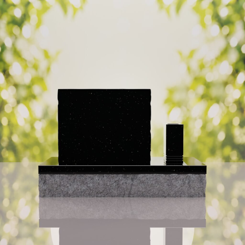Classic Slant Granite Headstone with Vase