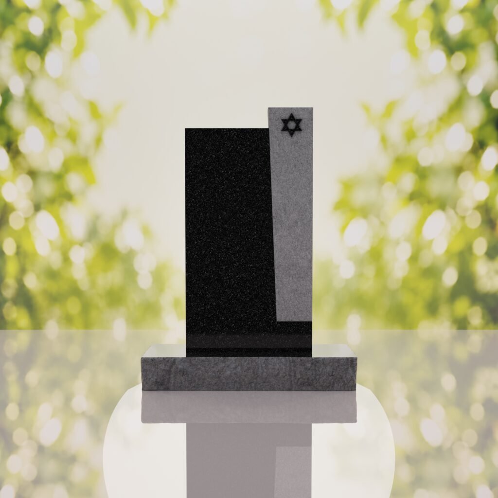 Modern Jewish Granite Memorial Headstone