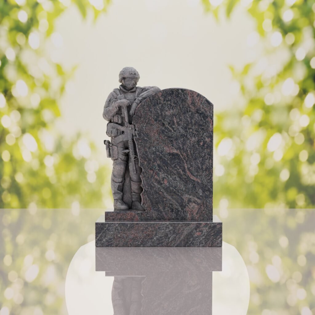 Standing Soldier Granite Memorial Headstone