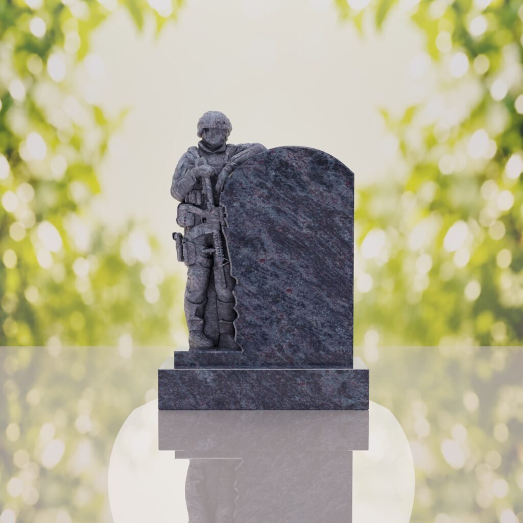 Standing Soldier Granite Memorial Headstone
