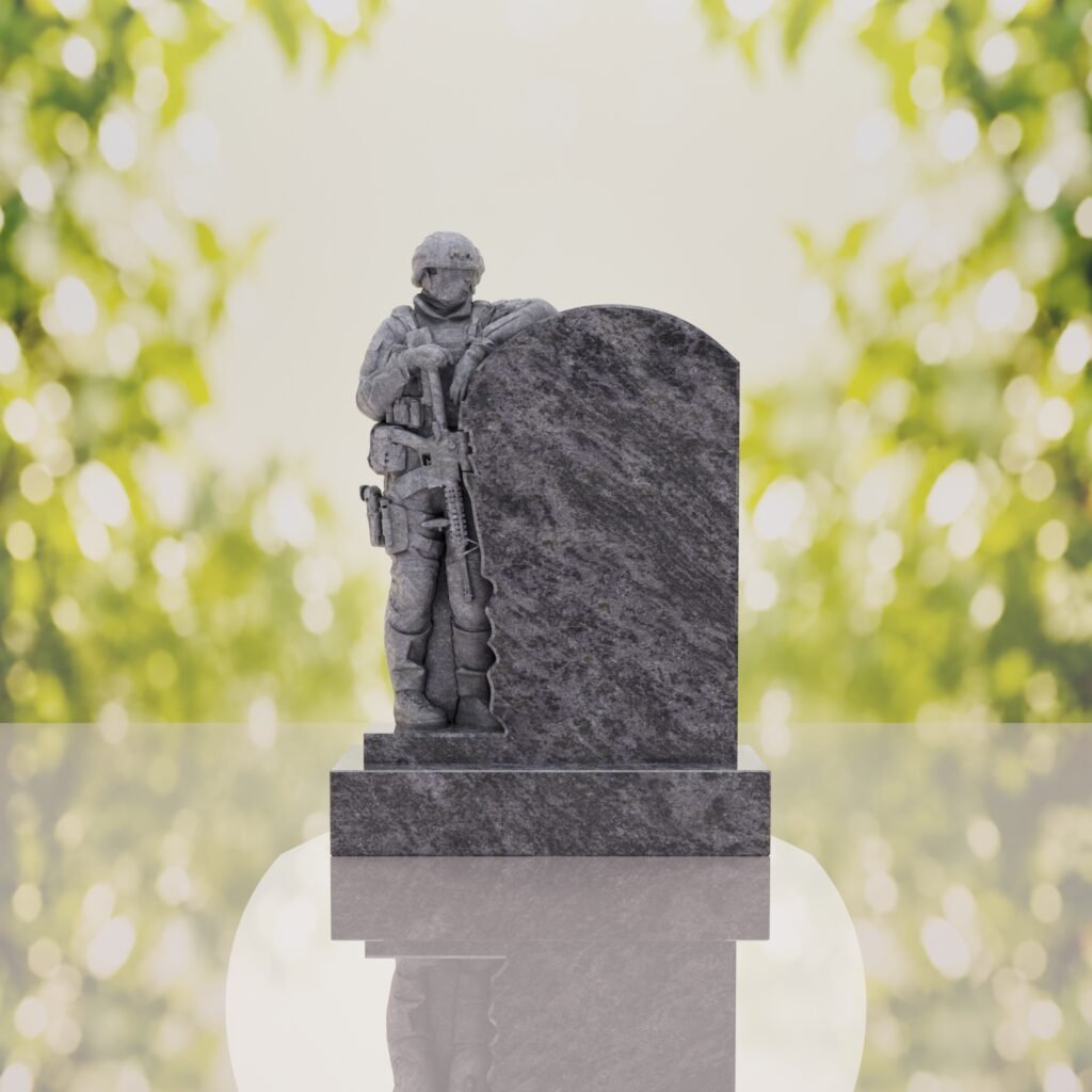 Standing Soldier Granite Memorial Headstone