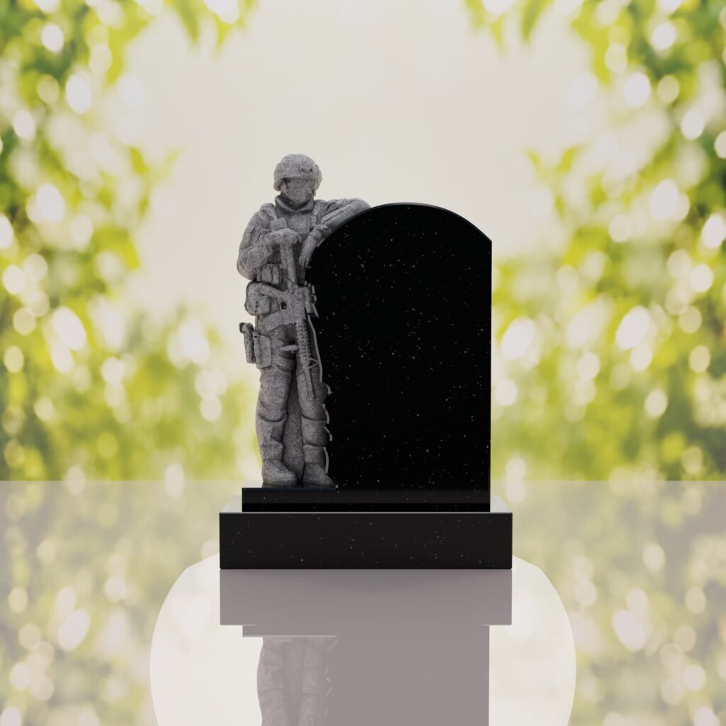 Standing Soldier Granite Memorial Headstone