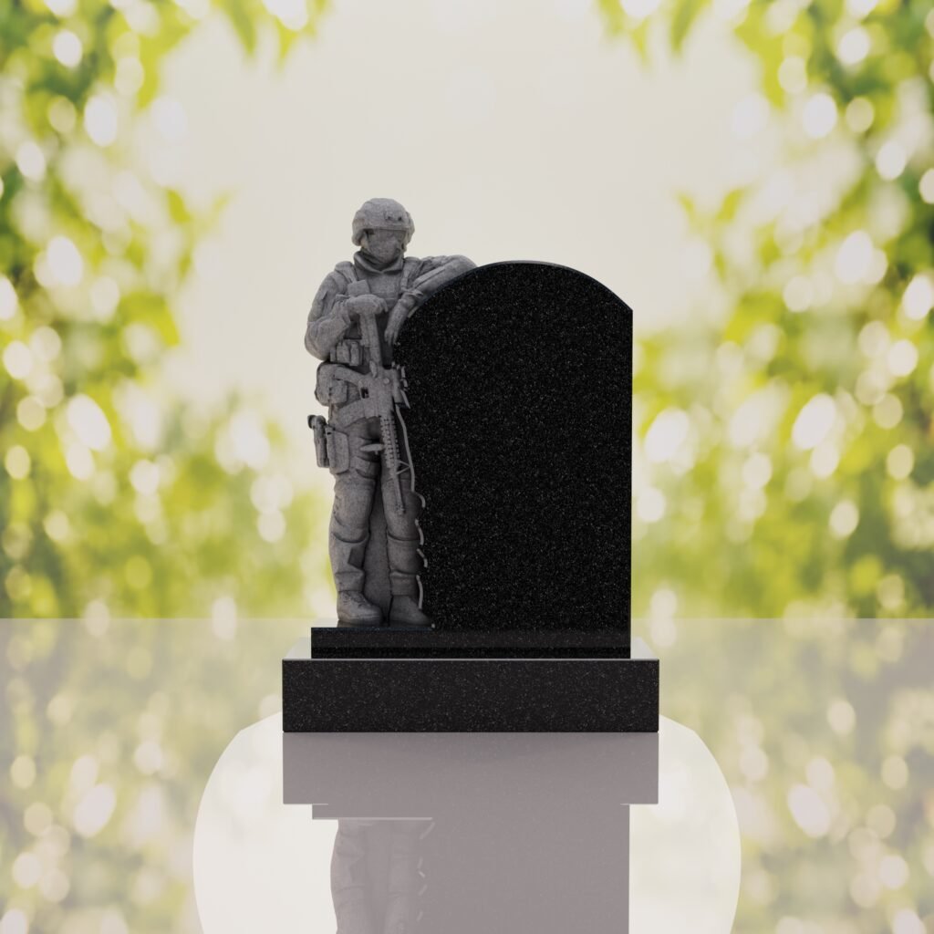 Standing Soldier Granite Memorial Headstone