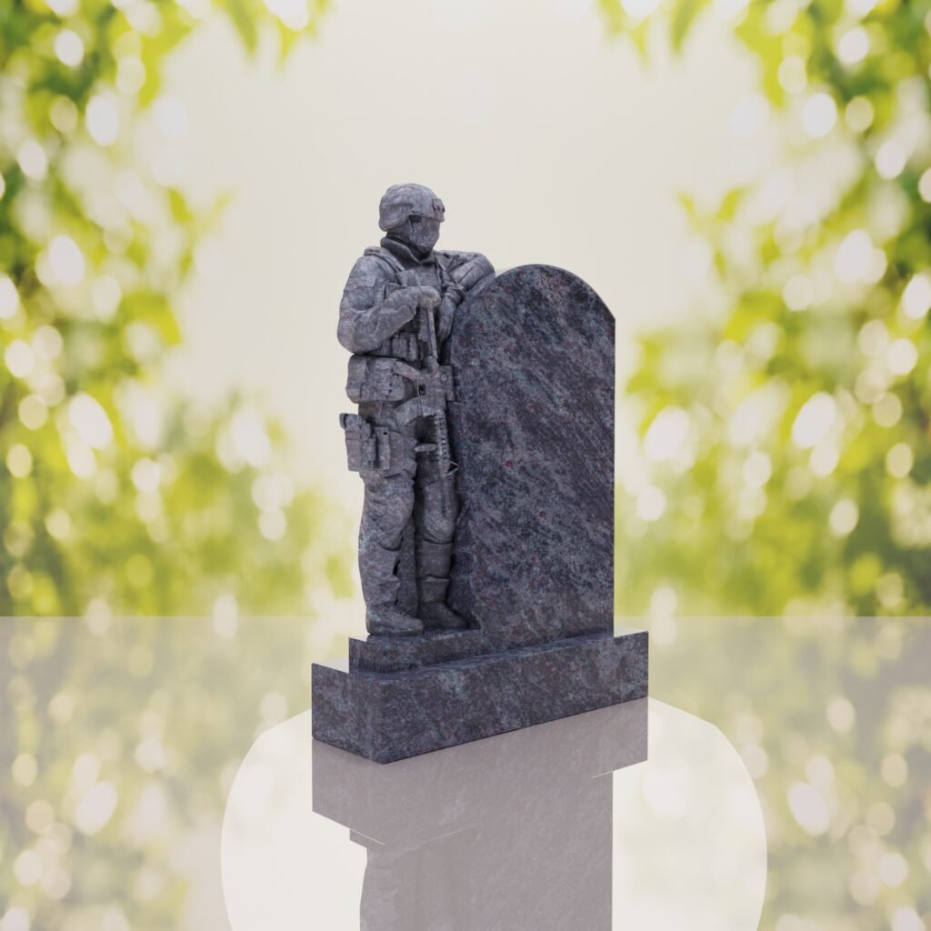 Standing Soldier Granite Memorial Headstone