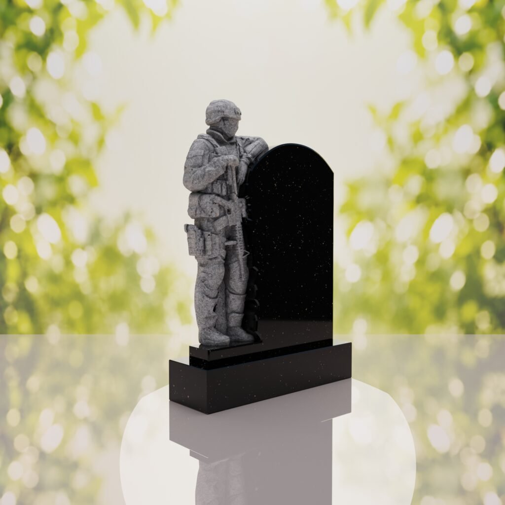Standing Soldier Granite Memorial Headstone