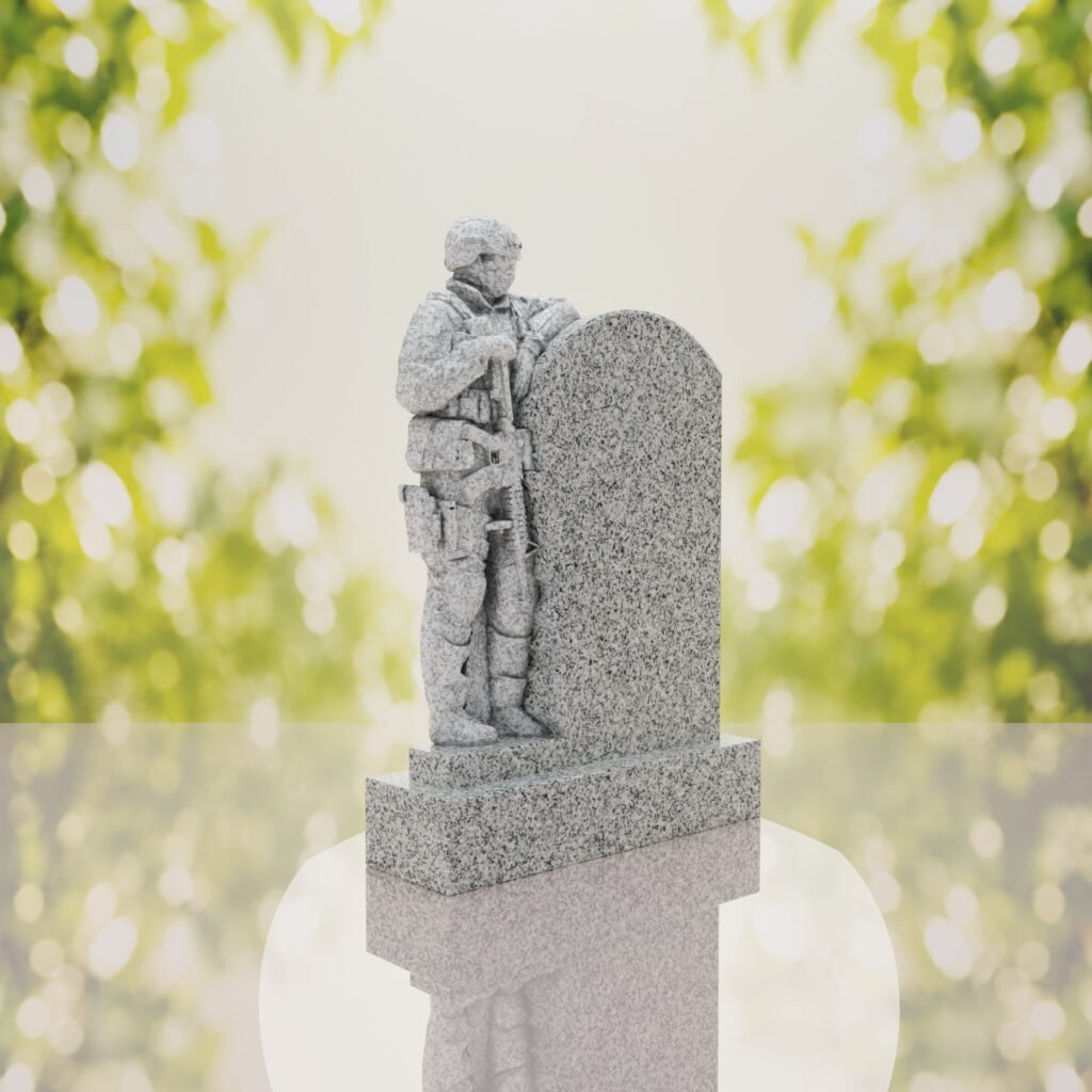 Standing Soldier Granite Memorial Headstone