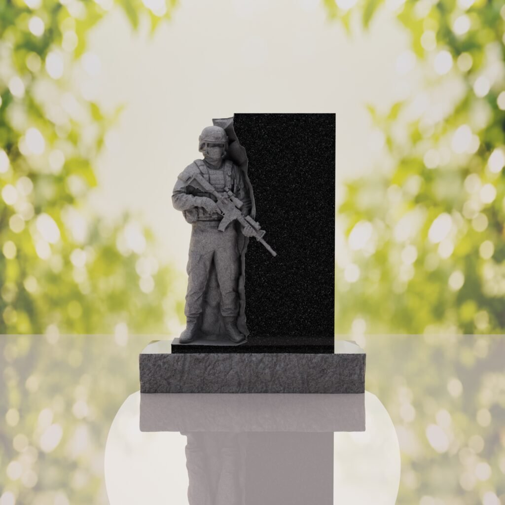 Guardian Soldier Granite Memorial Headstone