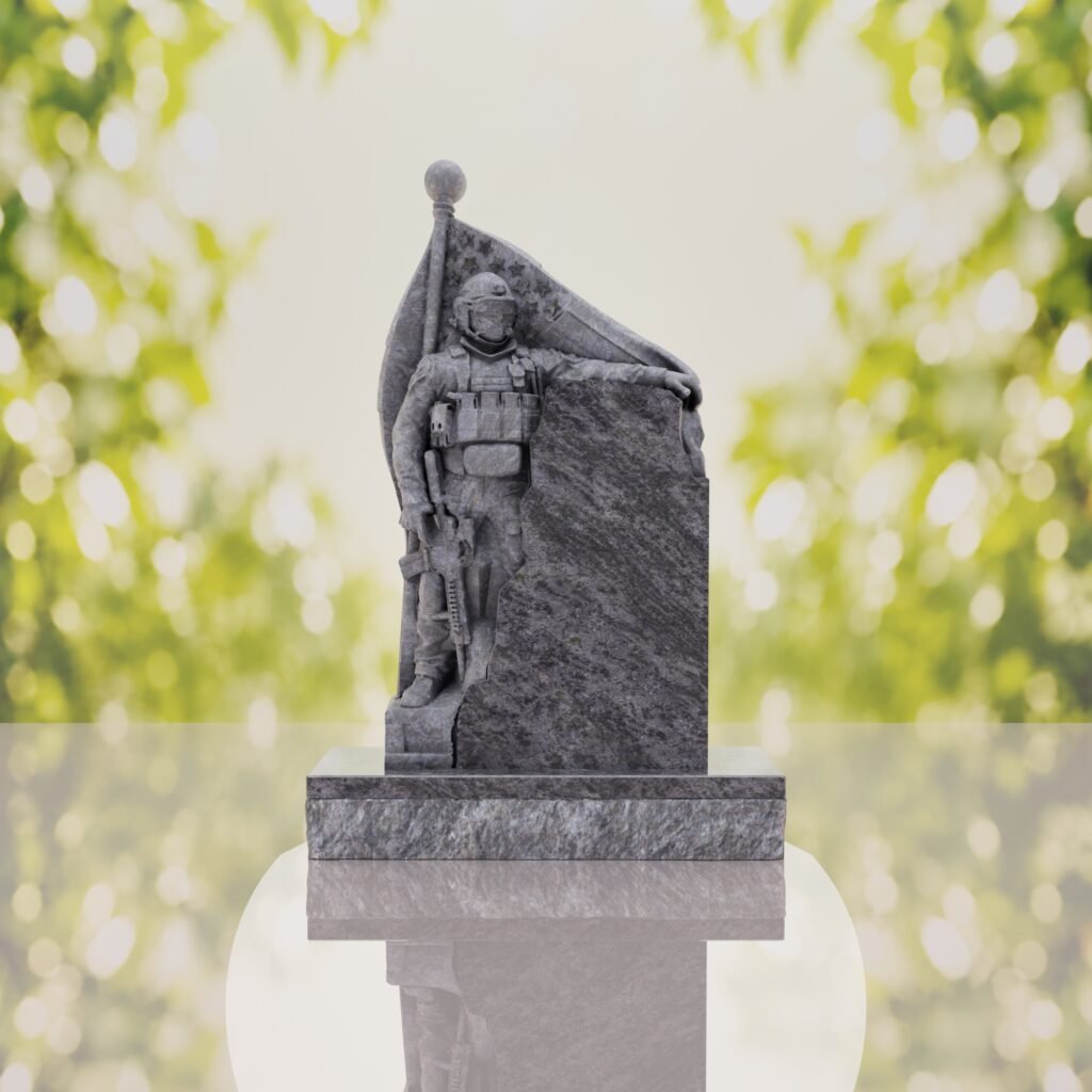 Patriotic Soldier Granite Memorial Headstone