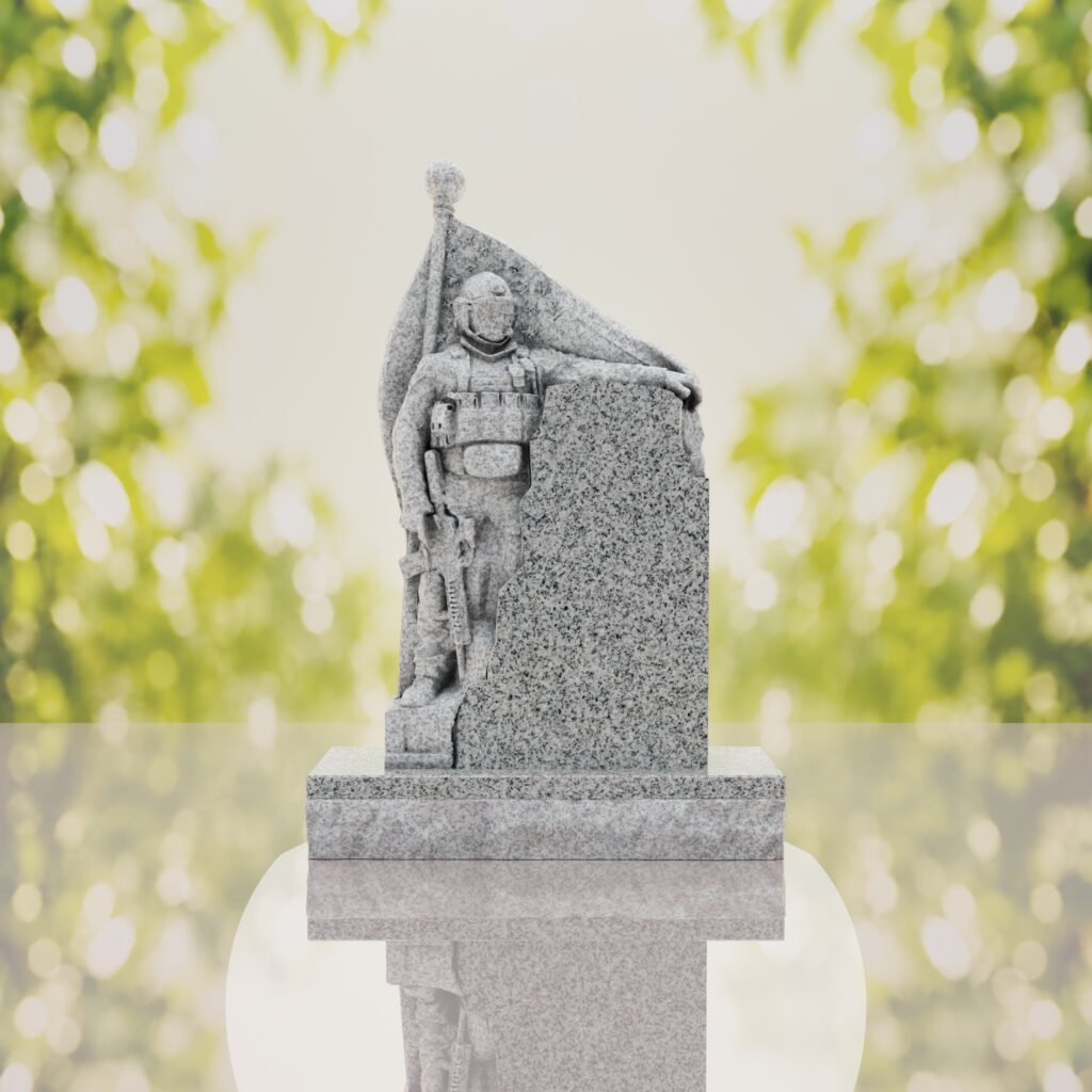 Patriotic Soldier Granite Memorial Headstone