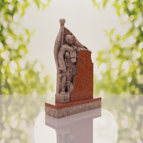 Patriotic Soldier Granite Memorial Headstone