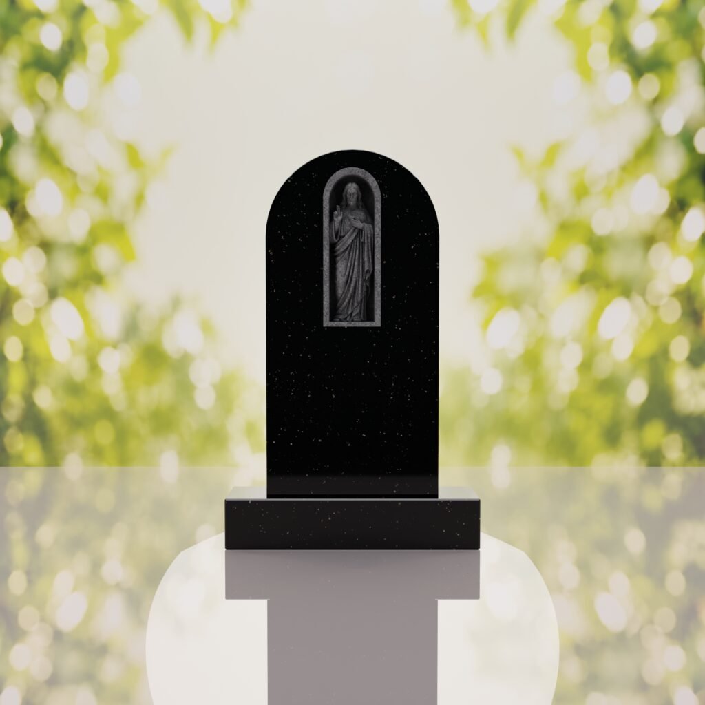 Sacred Heart of Jesus Catholic Granite Headstone