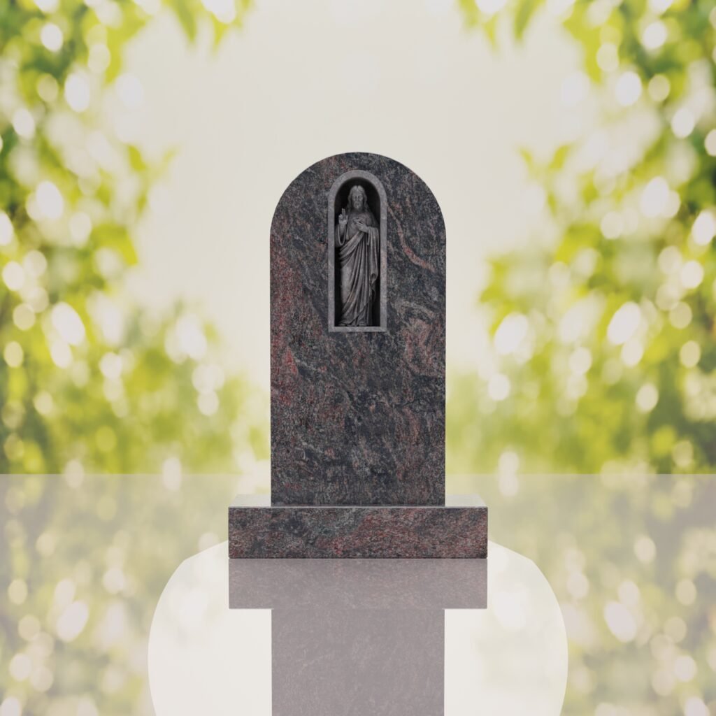 Sacred Heart of Jesus Catholic Granite Headstone