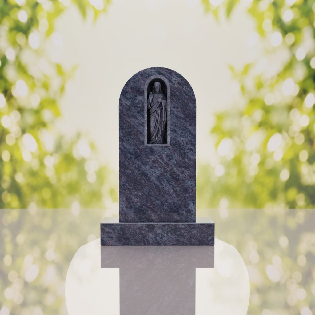 Sacred Heart of Jesus Catholic Granite Headstone