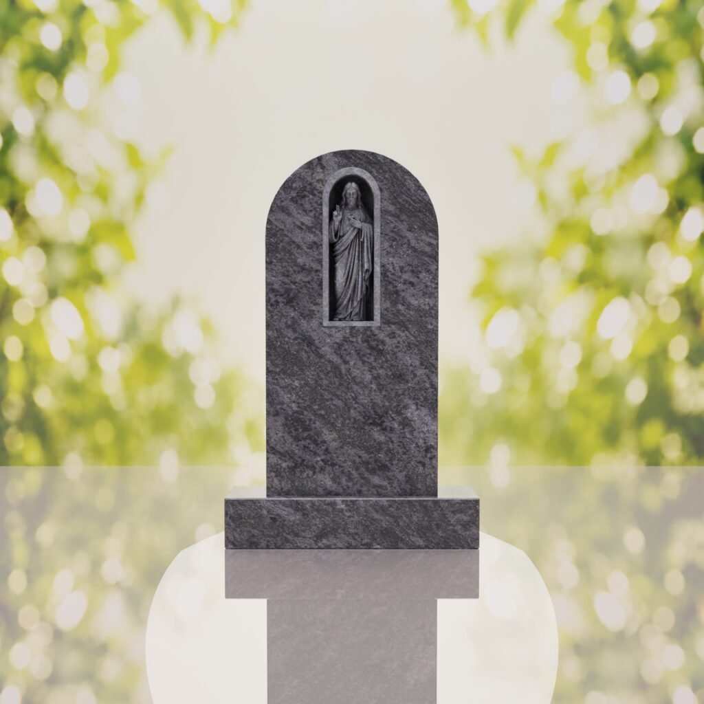 Sacred Heart of Jesus Catholic Granite Headstone